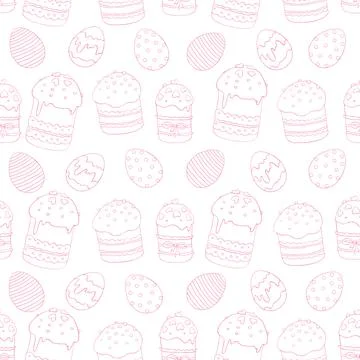 Seamless Pattern with easter cake, eggs. For printing wrapping paper, wallpap Stock Illustration