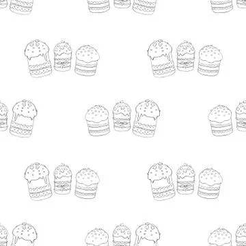 Seamless pattern. Easter cake or sweet bread or Paska. Soft Spring festive ba Illustrazione stock
