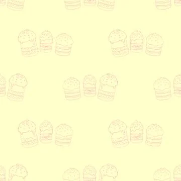 Seamless pattern. Easter cake or sweet bread or Paska. Soft Spring festive ba Stock Illustration