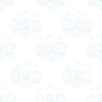 Seamless pattern. Easter cake or sweet bread or Paska. Soft Spring festive ba 스톡 일러스트