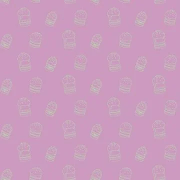 Seamless pattern with Easter cake or sweet bread or Paska. Spring festive bac Stock Illustration