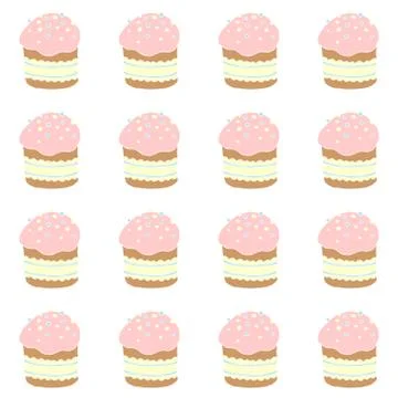 Seamless pattern. Easter cake or sweet bread or Paska. Soft colorful Spring f 스톡 일러스트