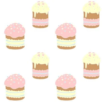 Seamless pattern. Easter cake or sweet bread or Paska. Soft colorful Spring f Illustrazione stock