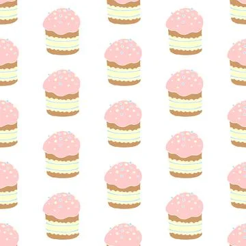 Seamless pattern. Easter cake or sweet bread or Paska. Soft colorful Spring f Illustrazione stock