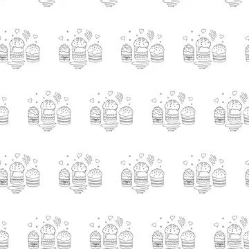 Seamless pattern with Easter cake or sweet bread or Paska. Spring festive bac 스톡 일러스트