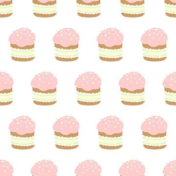 Seamless pattern. Easter cake or sweet bread or Paska. Soft colorful Spring f Illustrazione stock