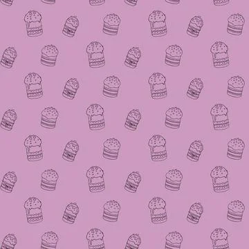 Seamless pattern with Easter cake or sweet bread or Paska. Spring festive bac イラスト素材
