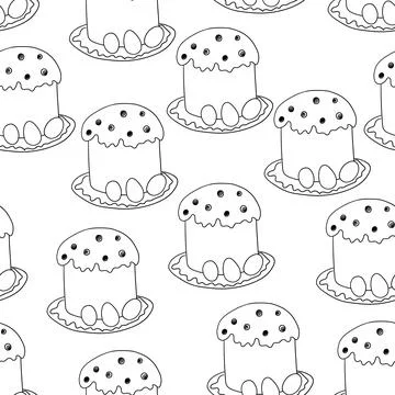Seamless pattern with Easter cake on white background. Hand drawn Happy Easter イラスト素材