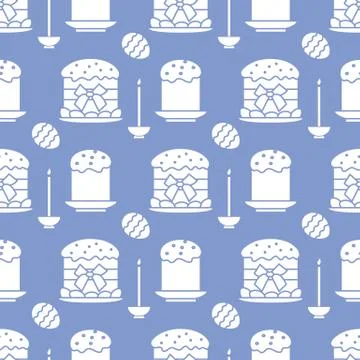 Seamless pattern with Easter cakes, candle, eggs. Stockillustratie