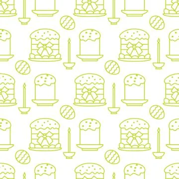 Seamless pattern with Easter cakes, candle, eggs. Illustrazione stock