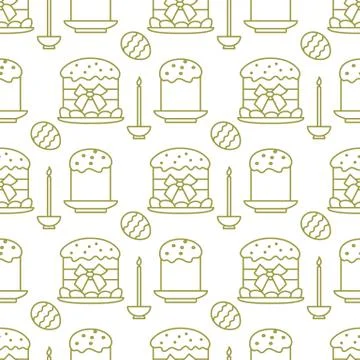 Seamless pattern with Easter cakes, candle, eggs. Illustrazione stock