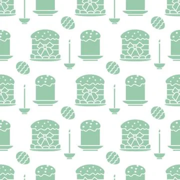 Seamless pattern with Easter cakes, candle, eggs. Illustrazione stock