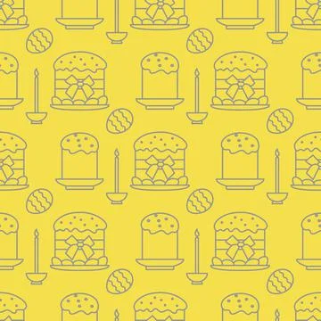Seamless pattern with Easter cakes, candle, eggs. Illustrazione stock