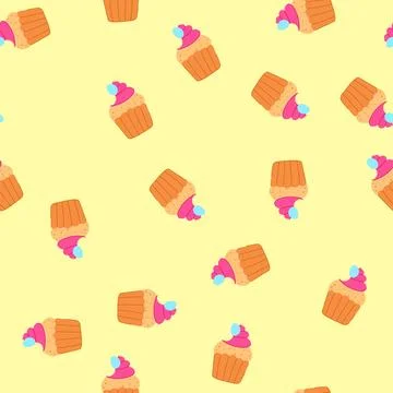 Seamless pattern easter cupcake celebrating spring holiday with colorful eggs Illustrazione stock