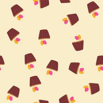 Seamless pattern easter cupcake featuring colorful eggs and frosting Stock Illustration