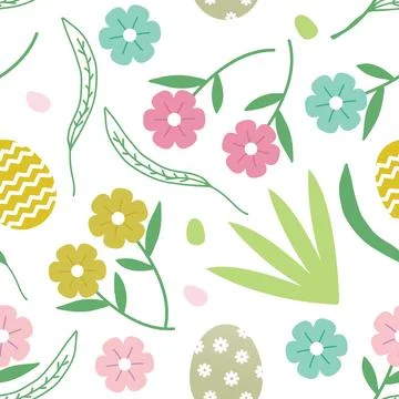 Seamless pattern Easter Day flat design. Hand drawing vector illustration. Stock Illustration