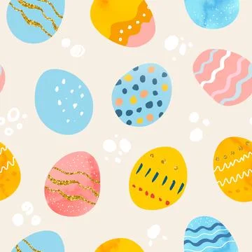Seamless pattern with Easter decorated eggs. Background for packaging, covers Stock Illustration