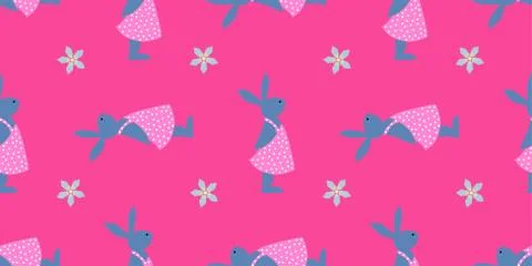Seamless pattern for easter. Easter bunnies. Bright colours. Texture for wrap 스톡 일러스트