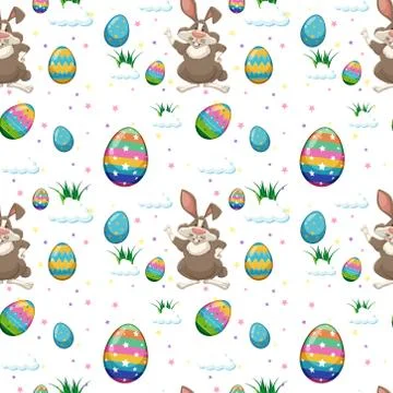 Seamless pattern of easter egg and cut rabbit Stock Illustration