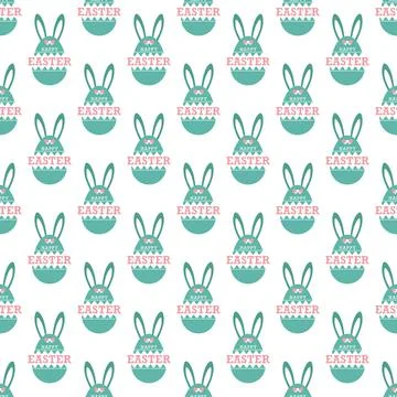 Seamless pattern with an Easter egg and HAPPY EASTER lettering for textiles, Stock Illustration