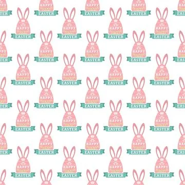 Seamless pattern with an Easter egg and HAPPY EASTER lettering for textiles, Illustrazione stock