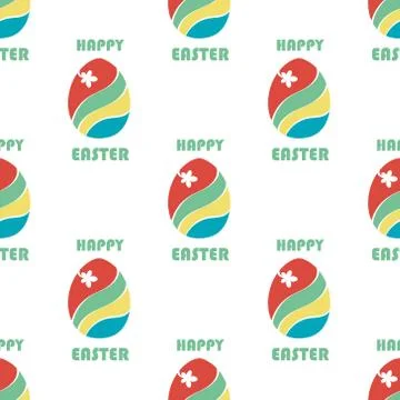 Seamless pattern with Easter egg with a flower. Happy Easter. vector Illustrazione stock