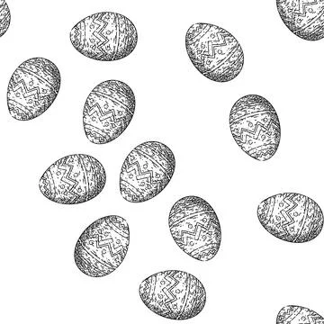 Seamless pattern easter egg sketch hand drawn Stock Illustration