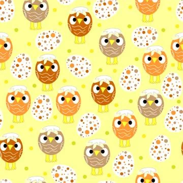 Seamless pattern with easter eggs and chickens Stock Illustration