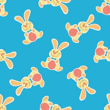 Seamless pattern with Easter eggs and bunnies. Stock Illustration