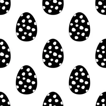 Seamless pattern easter eggs black and white, silhouette. Vector illustrati.. 库存插图