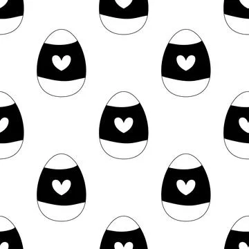 Seamless pattern easter eggs black and white, silhouette. Vector illustrati.. 스톡 일러스트