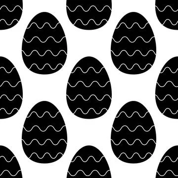 Seamless pattern easter eggs black and white, silhouette. Vector illustrati.. イラスト素材