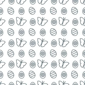 Seamless pattern with Easter eggs, butterflies. イラスト素材