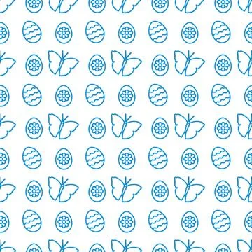 Seamless pattern with Easter eggs, butterflies. Illustrazione stock