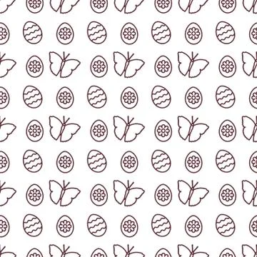 Seamless pattern with Easter eggs, butterflies. イラスト素材