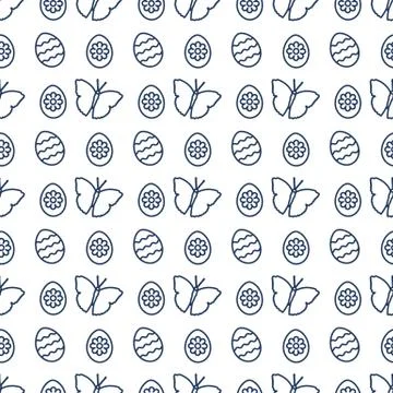 Seamless pattern with Easter eggs, butterflies. 스톡 일러스트
