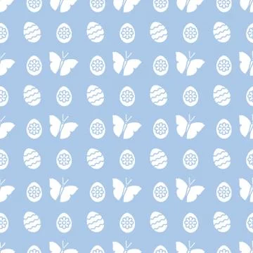 Seamless pattern with Easter eggs, butterflies. Illustrazione stock