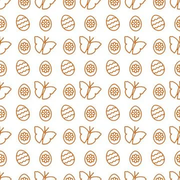 Seamless pattern with Easter eggs, butterflies. Stock Illustration