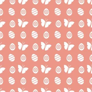 Seamless pattern with Easter eggs, butterflies. 스톡 일러스트