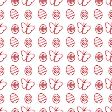 Seamless pattern with Easter eggs, butterflies. 스톡 일러스트
