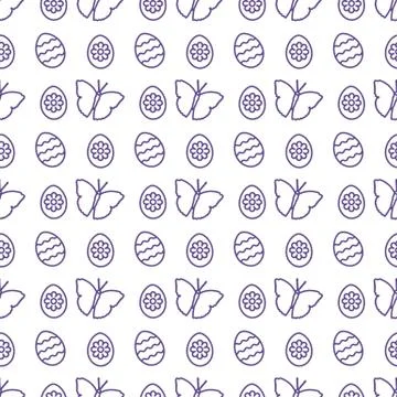 Seamless pattern with Easter eggs, butterflies. Stockillustratie
