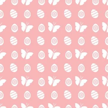 Seamless pattern with Easter eggs, butterflies. Illustrazione stock