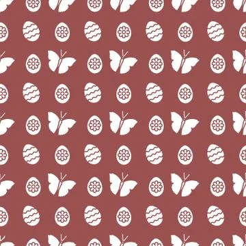 Seamless pattern with Easter eggs, butterflies. 스톡 일러스트