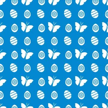 Seamless pattern with Easter eggs, butterflies. イラスト素材