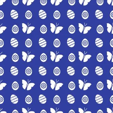Seamless pattern with Easter eggs, butterflies. イラスト素材