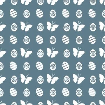 Seamless pattern with Easter eggs, butterflies. 스톡 일러스트