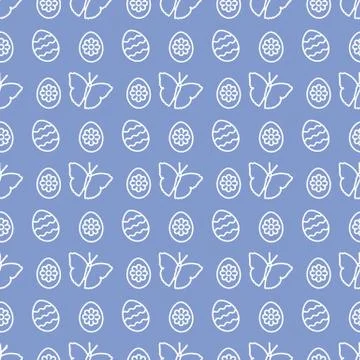 Seamless pattern with Easter eggs, butterflies. Illustrazione stock