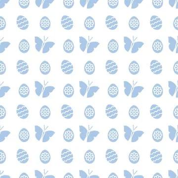 Seamless pattern with Easter eggs, butterflies. Illustrazione stock
