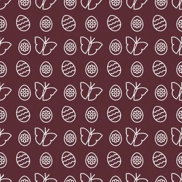 Seamless pattern with Easter eggs, butterflies. イラスト素材