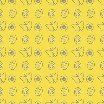 Seamless pattern with Easter eggs, butterflies. 스톡 일러스트